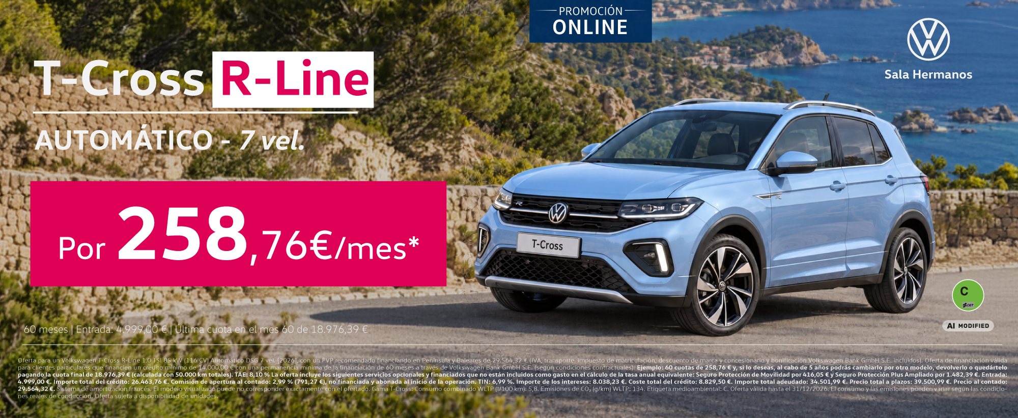 ¡Remate final! T-Cross R-line por 258,76€/mes